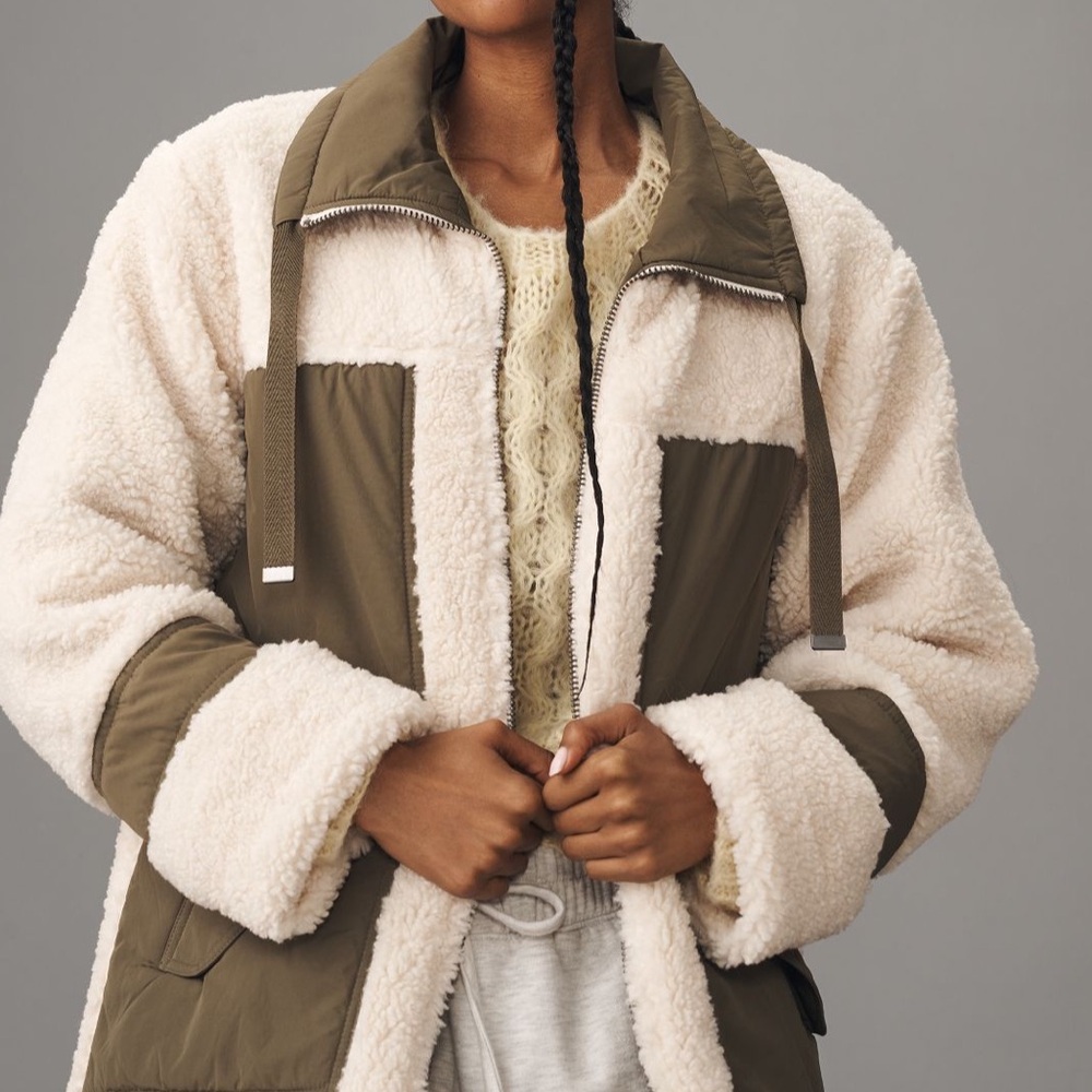 PILCRO MIXED SHERPA ANORAK JACKET - Picture 2 of 10